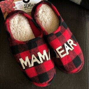 Dearfoams Mama Bear Slippers Buffalo Plaid